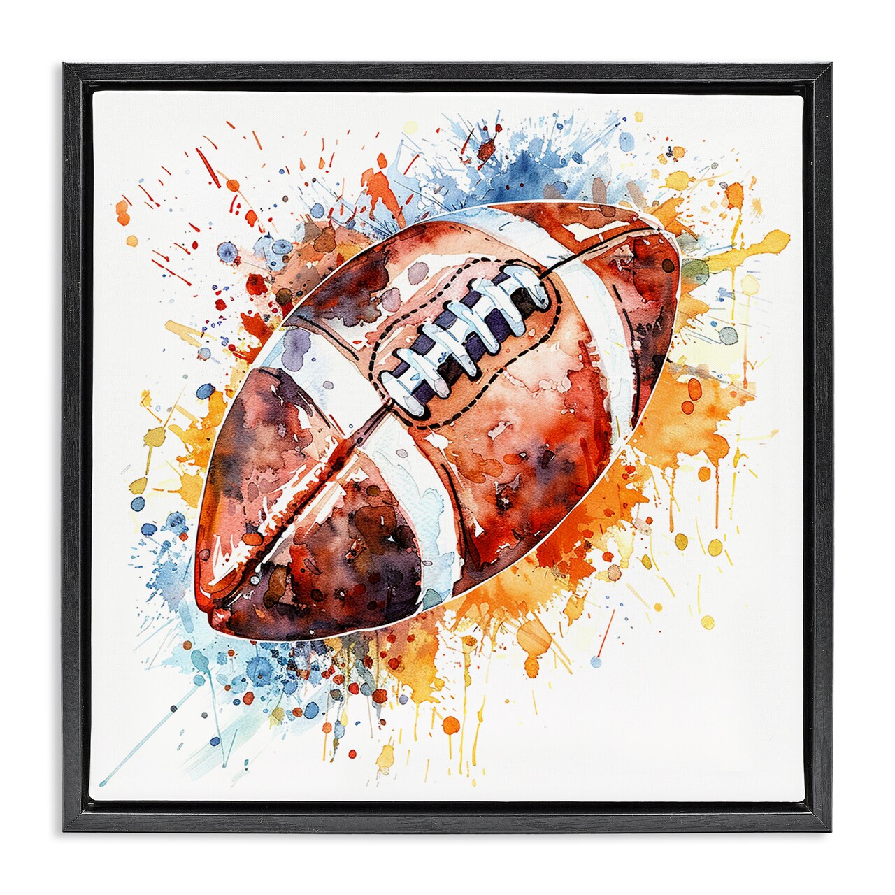 Stupell Industries Football Chromatic Splash Floater Framed Canvas Wall Art Design by LSR Design Studio